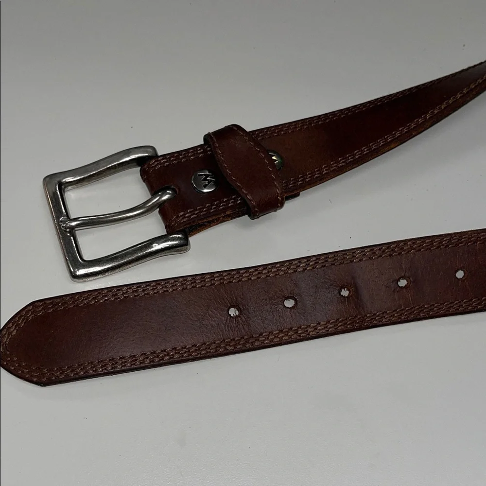 Brown Leather Belt with Silver Buckle